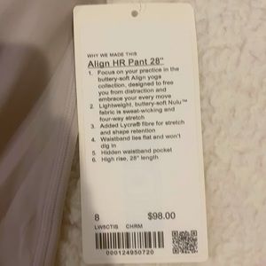 LULULEMON align pant 28” size 8 Brand new:)